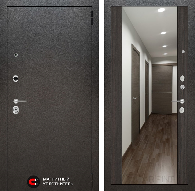 Входная металлическая дверь Лабиринт SILVER с Зеркалом Максимум - Венге 1515615