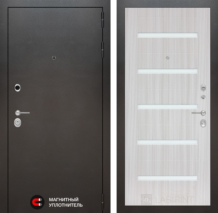 Входная металлическая дверь Лабиринт SILVER 01 - Сандал белый 1515621