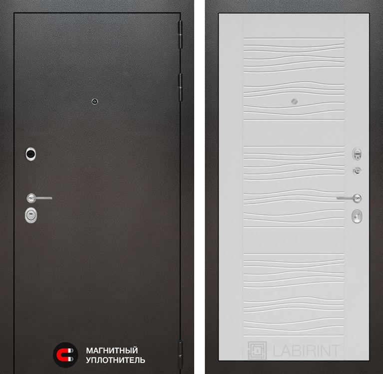 Входная металлическая дверь Лабиринт SILVER 06 - Белое дерево 1515656