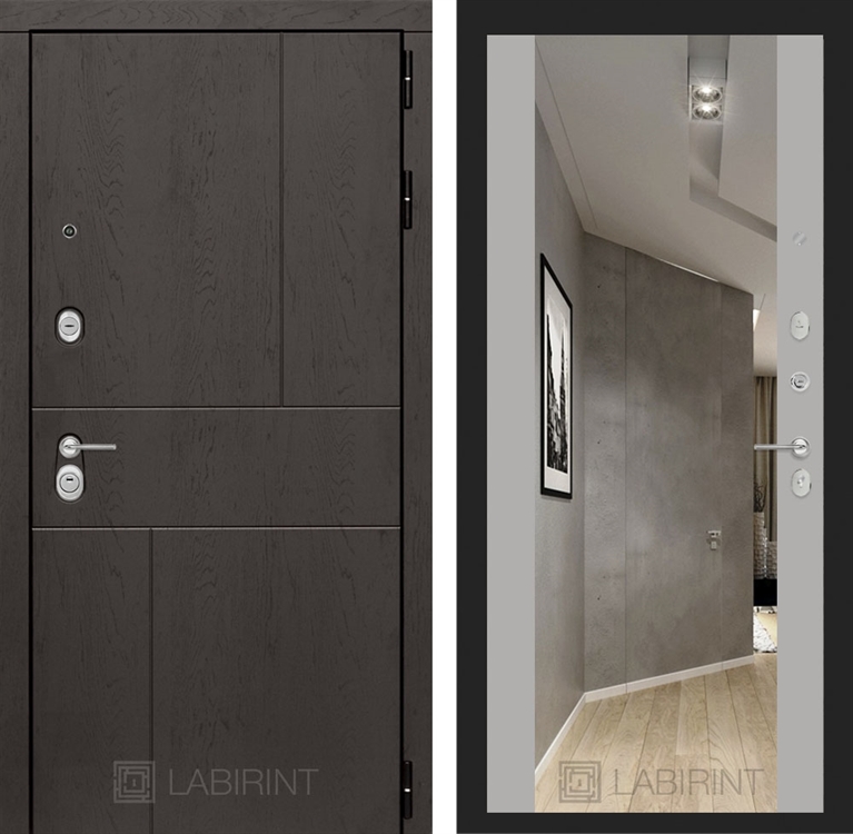 Входная металлическая дверь Лабиринт URBAN с Зеркалом Максимум - Грей софт 2139178