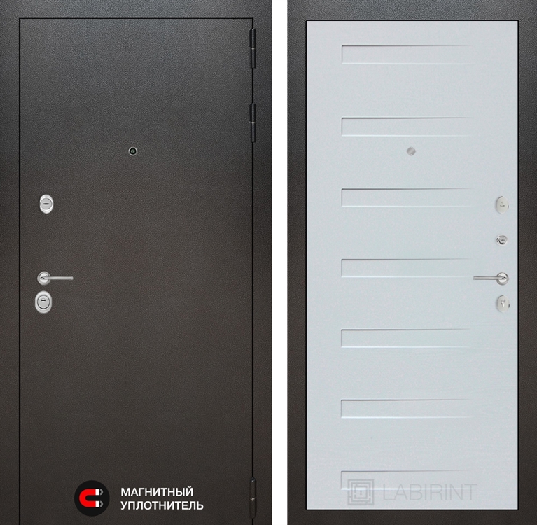 Входная металлическая дверь Лабиринт SILVER 14 - Дуб кантри белый горизонтальный 2430908