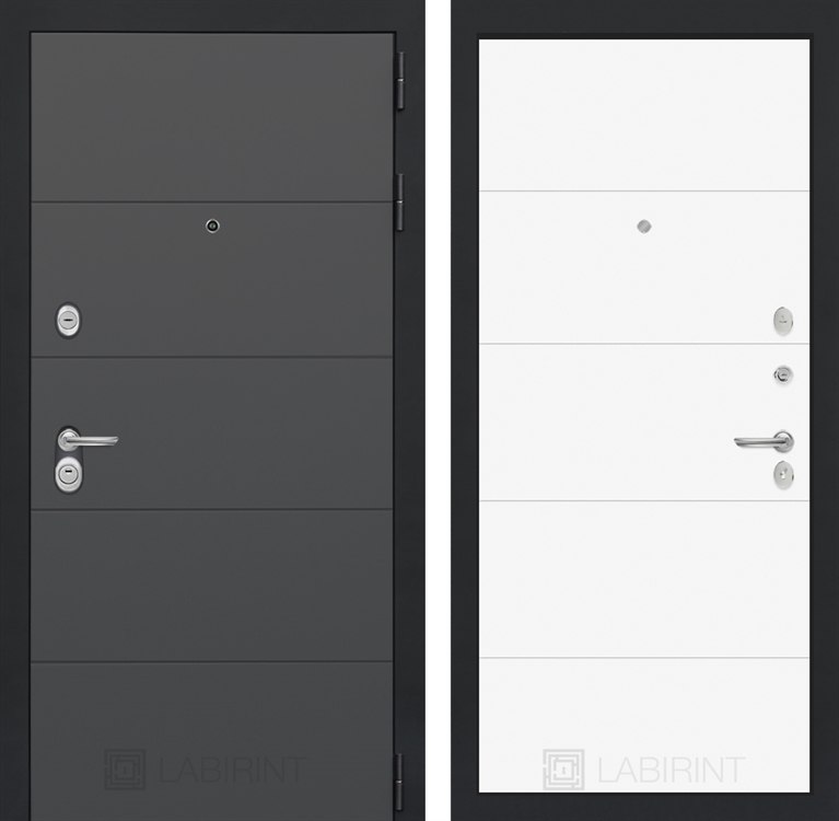 Входная металлическая дверь Лабиринт ART графит 13 - Белый софт 2490371