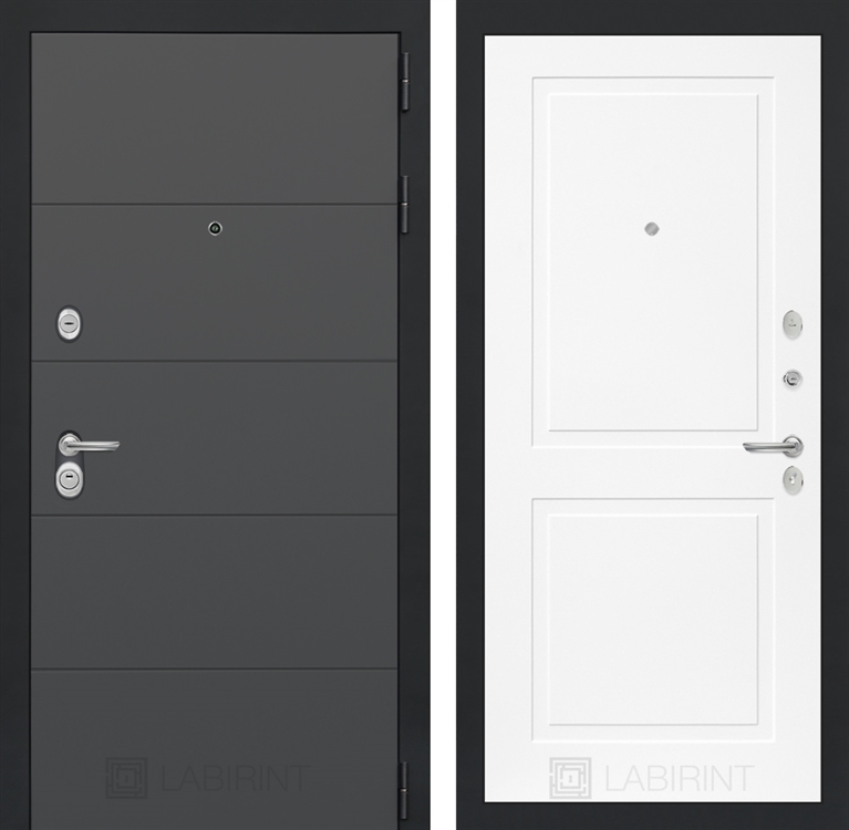 Входная металлическая дверь Лабиринт ART графит 11 - Белый софт 2491400