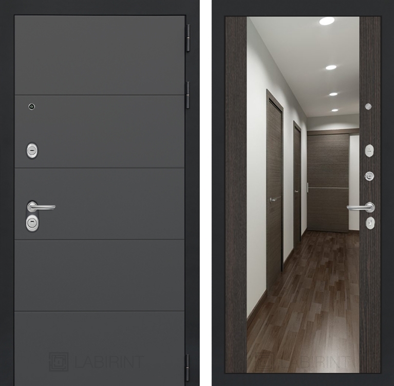 Входная металлическая дверь Лабиринт ART графит с Зеркалом Максимум - Венге 2491435