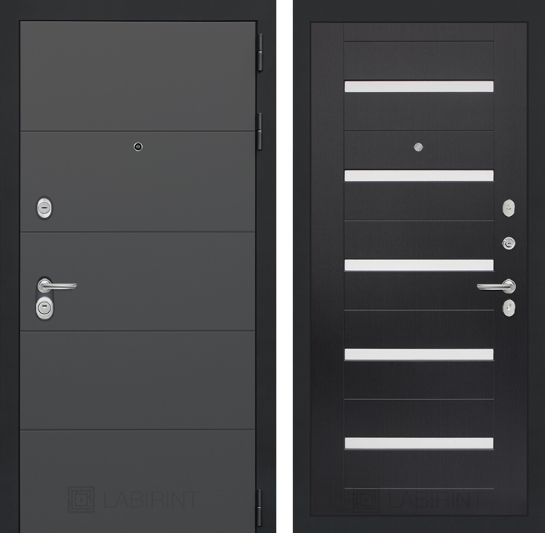 Входная металлическая дверь Лабиринт ART графит 01 - Венге, стекло белое 2492514
