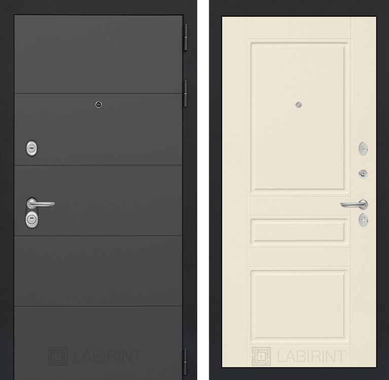 Входная металлическая дверь Лабиринт ART графит 03 - Крем софт 2492779