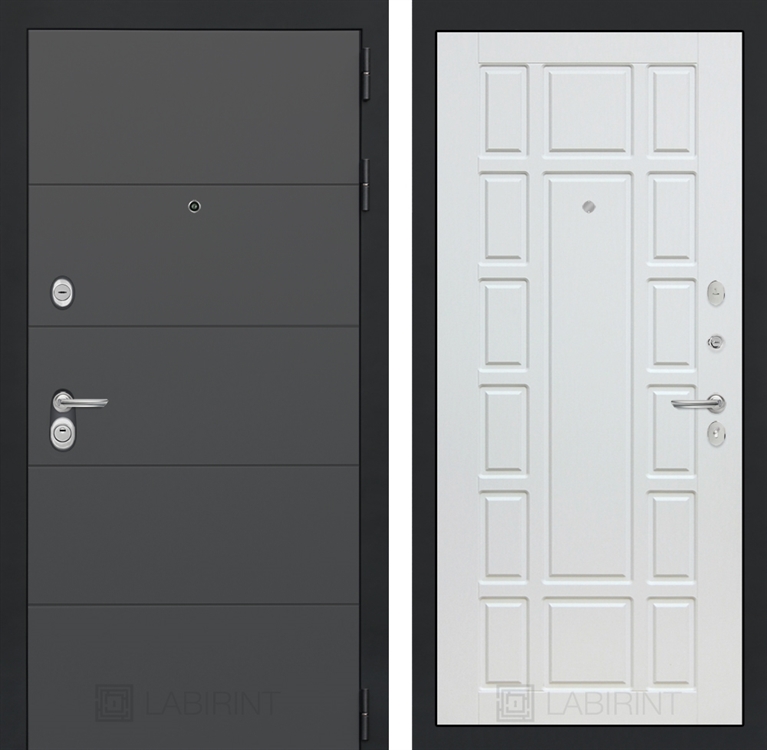 Входная металлическая дверь Лабиринт ART графит 12 - Белое дерево 2492785