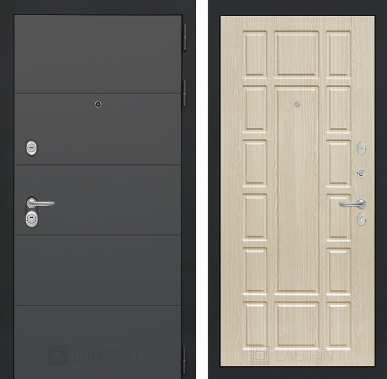 Входная металлическая дверь Лабиринт ART графит 12 - Беленый дуб 2492786