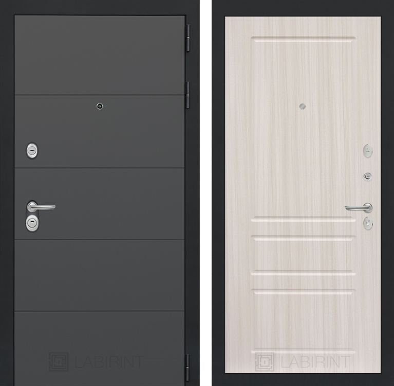 Входная металлическая дверь Лабиринт ART графит 03 - Сандал белый 2496313