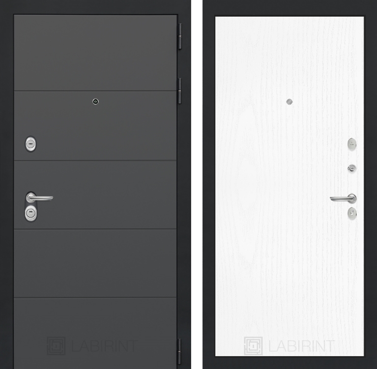 Входная металлическая дверь Лабиринт ART графит 07 - Белое дерево 2496317