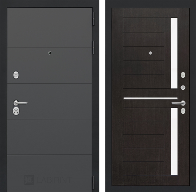 Входная металлическая дверь Лабиринт ART графит 02 - Венге, стекло белое 2496321