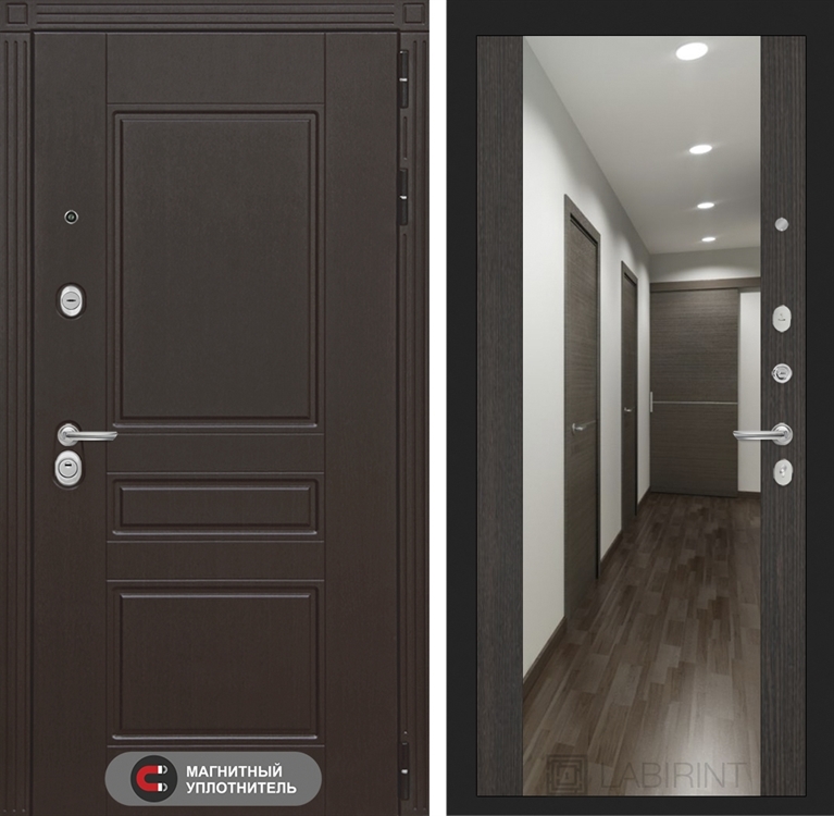 Входная металлическая дверь Мегаполис с зеркалом Максимум - Венге 2511775