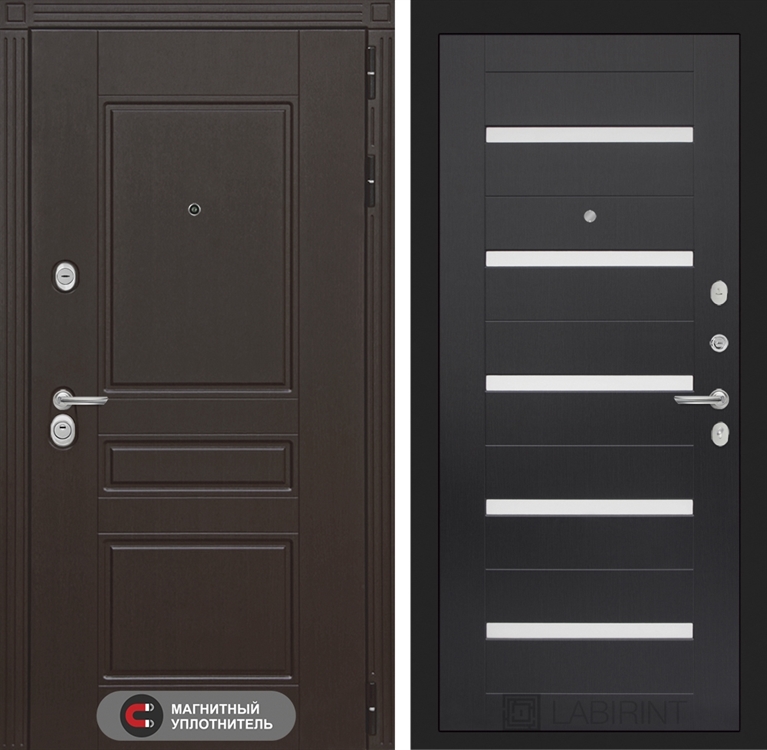 Входная металлическая дверь Лабиринт Мегаполис 01 - Венге, стекло белое 2511800