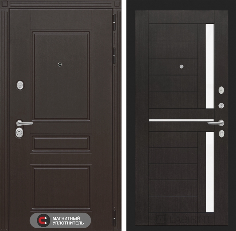 Входная металлическая дверь Лабиринт Мегаполис 02 - Венге, стелко белое 2511807