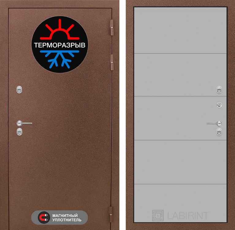 Входная металлическая дверь Лабиринт Термо Магнит 13 - Грей софт 2580964