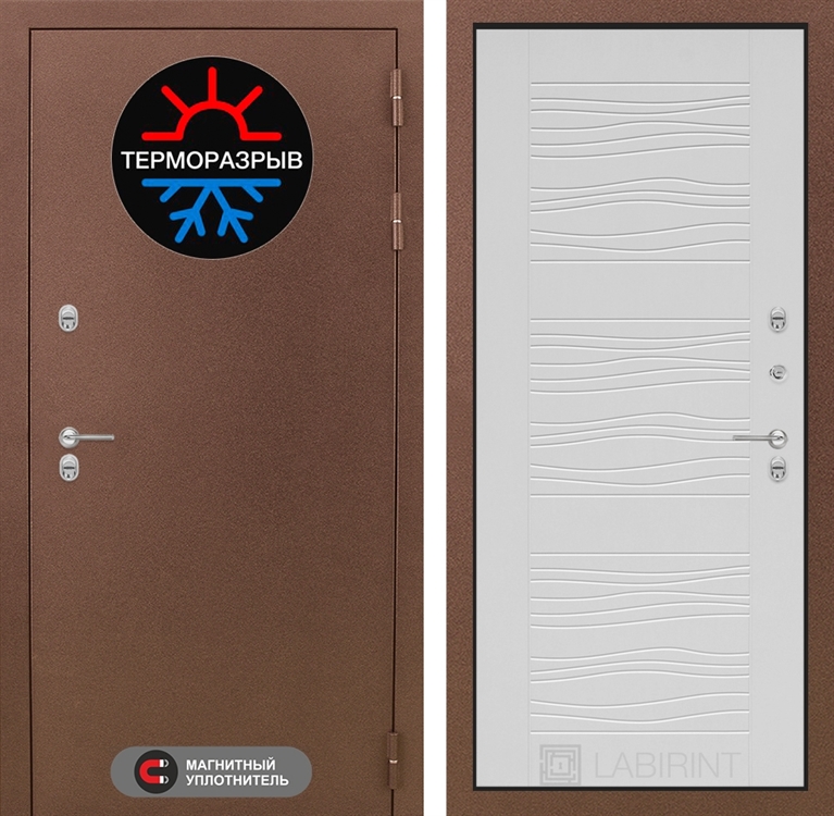 Входная металлическая дверь Лабиринт Термо Магнит 06 - Белое дерево 2598787