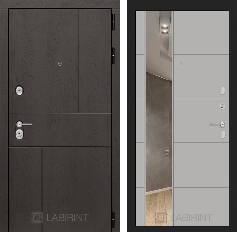 Входная металлическая дверь Лабиринт URBAN с Зеркалом 19 - Грей софт 2819891