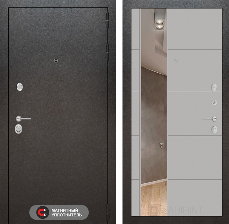 Входная металлическая дверь Лабиринт SILVER с Зеркалом 19 - Грей софт 2819893
