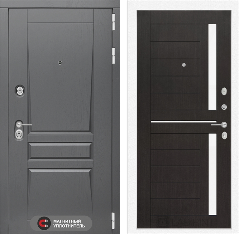 Входная металлическая дверь Лабиринт Платинум 02 - Венге, стекло белое 2836791