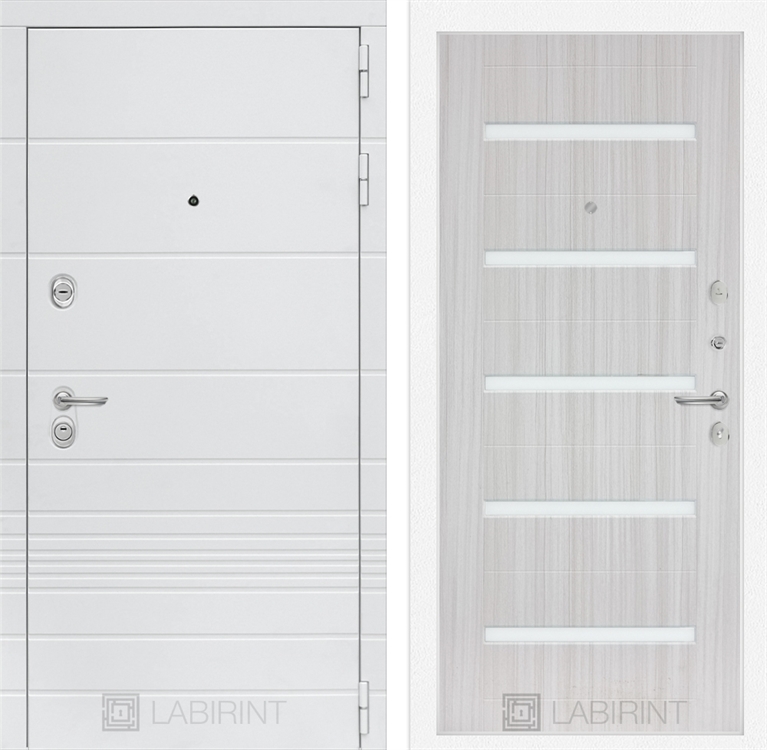 Входная белая дверь Лабиринт Трендо 01 - Сандал белый, стекло белое 2942262
