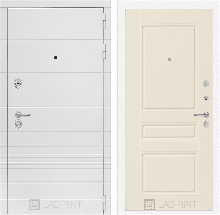 Входная белая дверь Лабиринт Трендо 03 - Крем софт 2942268