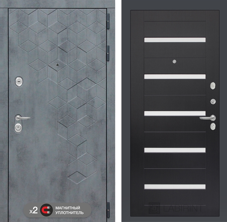 Входная металлическая дверь Лабиринт Бетон 01 - Венге, стекло белое 2955839