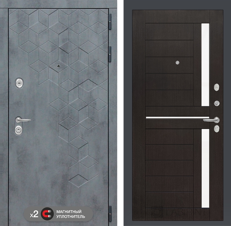 Входная металлическая дверь Лабиринт Бетон 02 - Венге, стекло белое 2955840