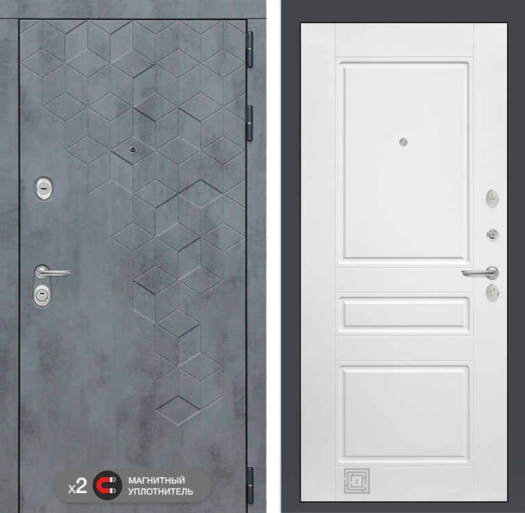 Входная металлическая дверь Лабиринт Бетон 03 - Белый софт 2955861