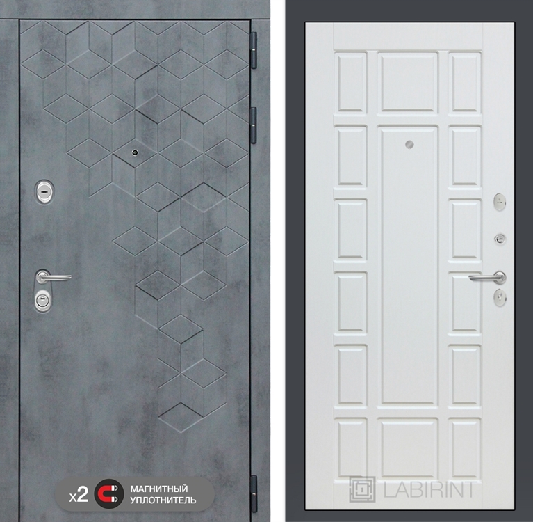 Входная металлическая дверь Лабиринт Бетон 12 - Белое дерево 2955862