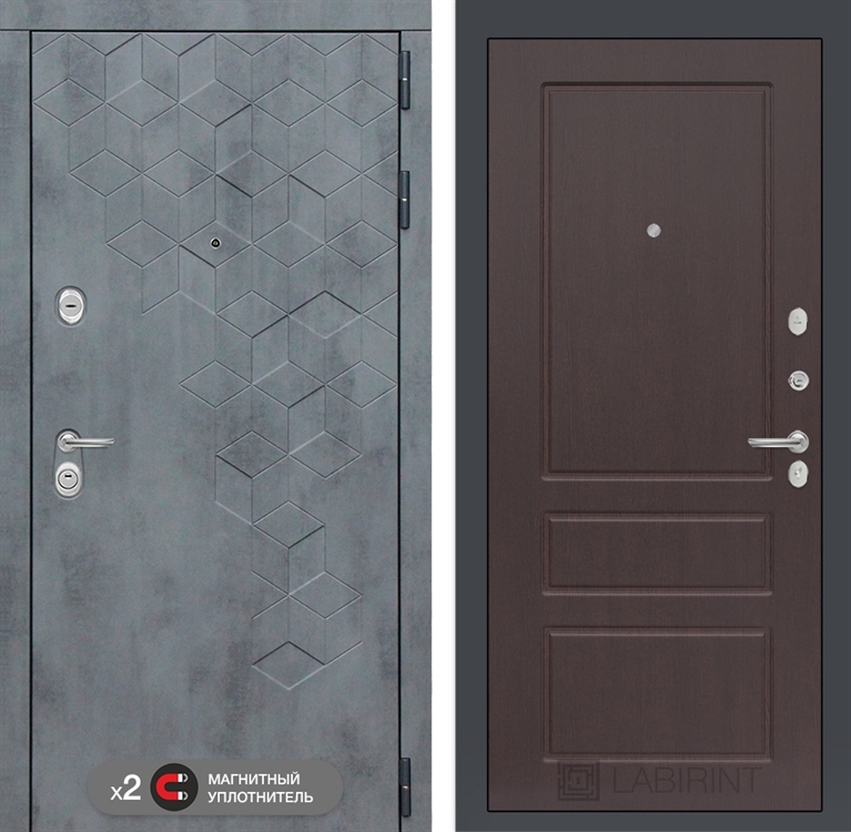 Входная металлическая дверь Лабиринт Бетон 03 - Орех премиум 2955891