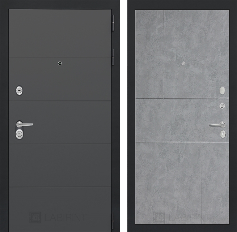 Входная металлическая дверь Лабиринт ART графит 21 - Бетон светлый 3232509