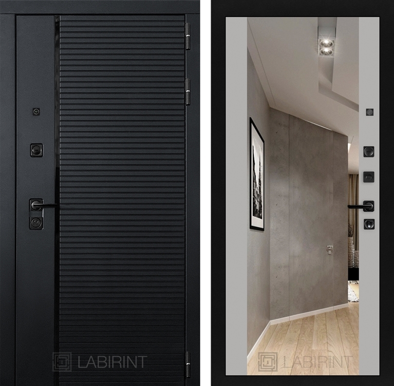 Входная металлическая дверь Лабиринт PIANO с зеркалом Максимум - Грей софт 3710007