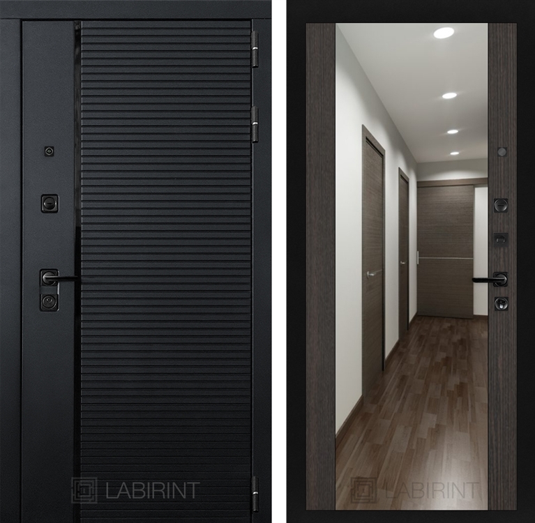 Входная металлическая дверь Лабиринт PIANO с зеркалом Максимум - Венге 3710025