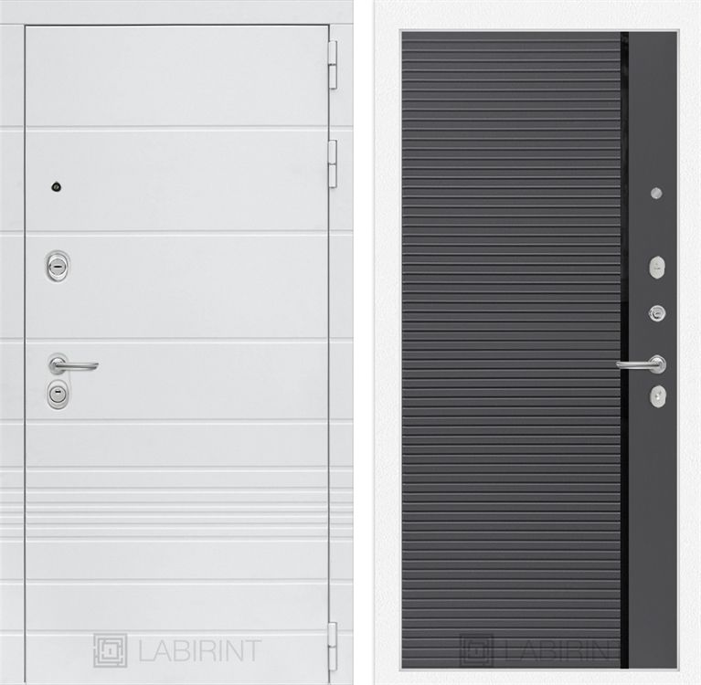Входная белая дверь Лабиринт Трендо 22 - Графит софт, черная вставка 3769448