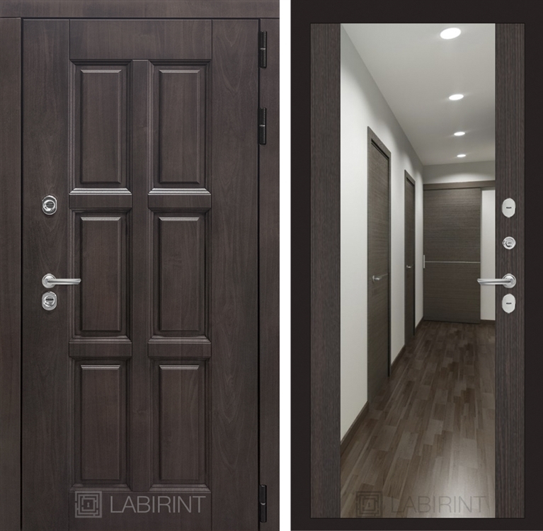 Входная металлическая дверь с Терморазрывом Лабиринт Лондон с зеркалом Максимум - Венге 3797265