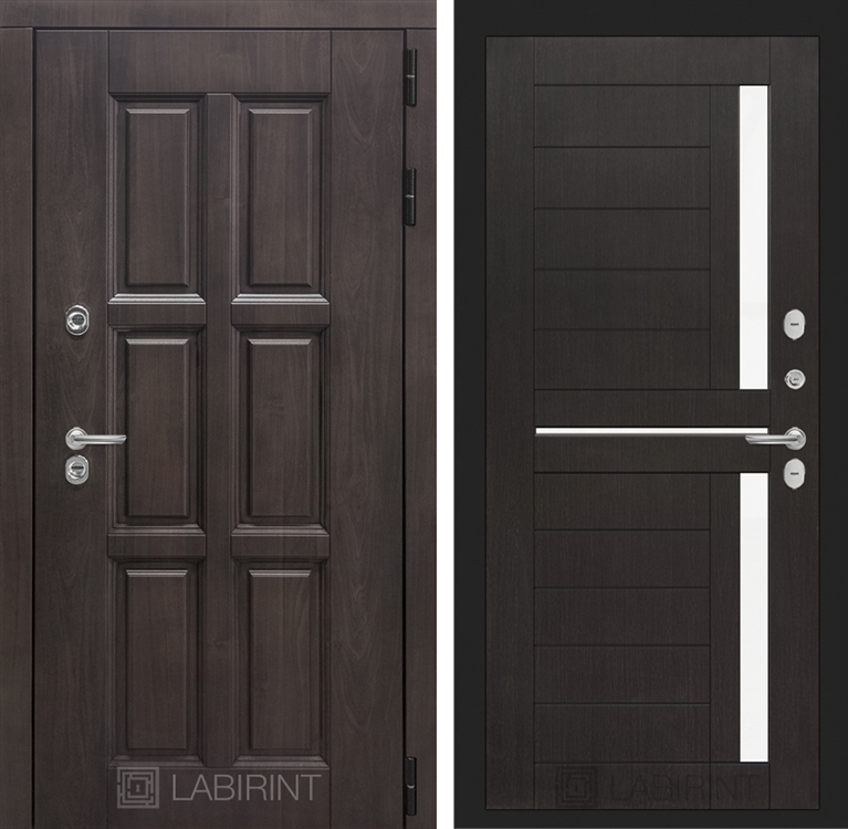 Входная металлическая дверь с Терморазрывом Лабиринт Лондон 02 - Венге, стекло белое 3797295