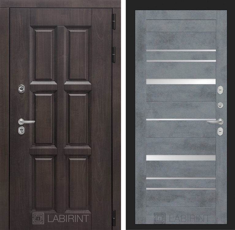Входная металлическая дверь с Терморазрывом Лабиринт Лондон 20 - Бетон темный, зеркальные вставки 3797296