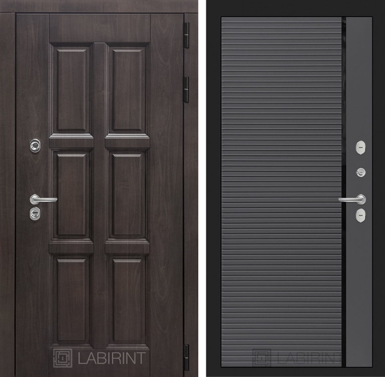 Входная металлическая дверь с Терморазрывом Лабиринт Лондон 22 - Графит софт, черная вставка 3797317
