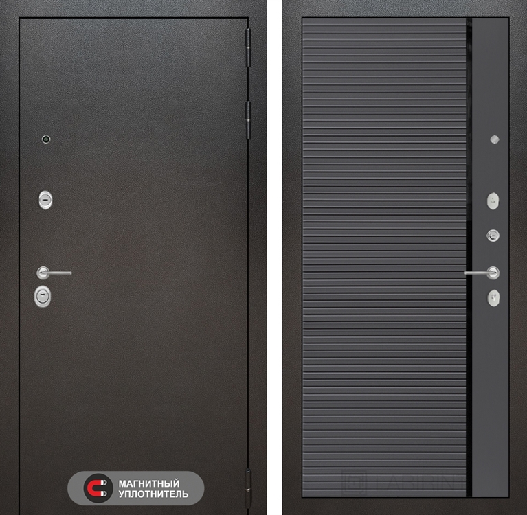 Входная металлическая дверь Лабиринт SILVER 22 - Графит софт, черная вставка 3823619