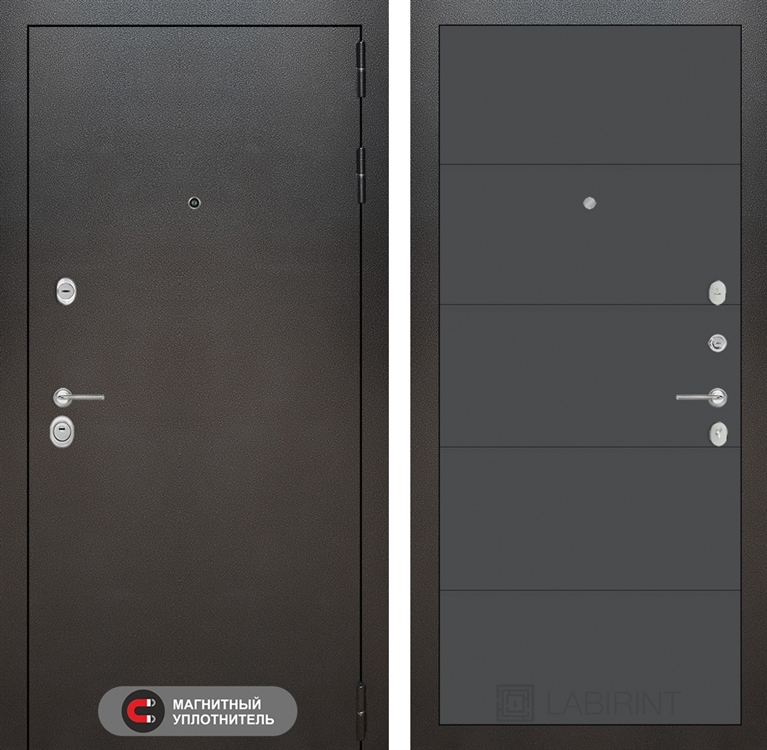 Входная металлическая дверь Лабиринт SILVER 11 - Графит софт 3905581