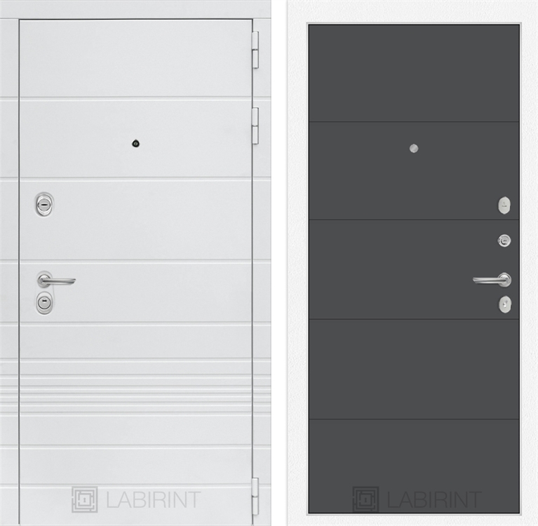 Входная белая дверь Лабиринт Трендо 13 - Графит софт 3905602
