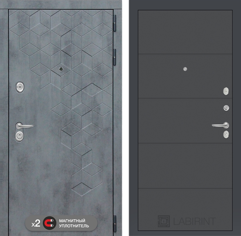 Входная металлическая дверь Лабиринт Бетон 13 - Графит софт 3905603