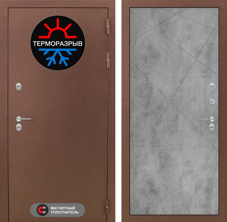 Входная металлическая дверь Лабиринт Термо Магнит 24 - Бетон светлый 3919209