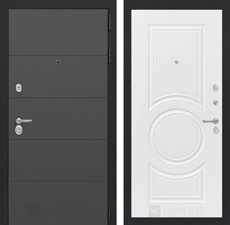 Входная металлическая дверь Лабиринт ART графит 23 - Белый софт 3919579