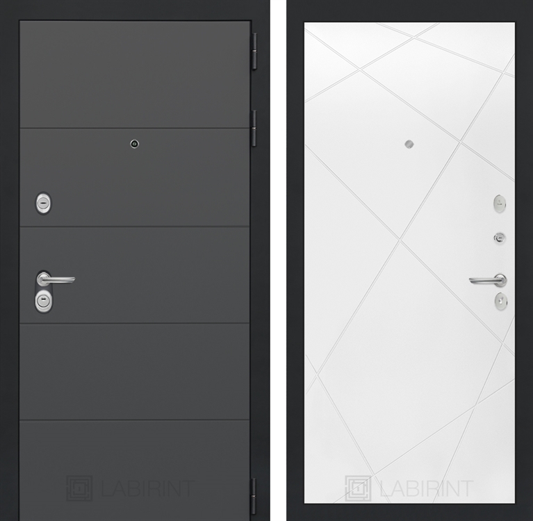 Входная металлическая дверь Лабиринт ART графит 24 - Белый софт 3919581