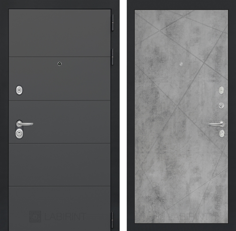 Входная металлическая дверь Лабиринт ART графит 24 - Бетон светлый 3919583