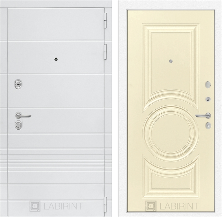 Входная белая дверь Лабиринт Трендо 23 - Шампань софт 3949404