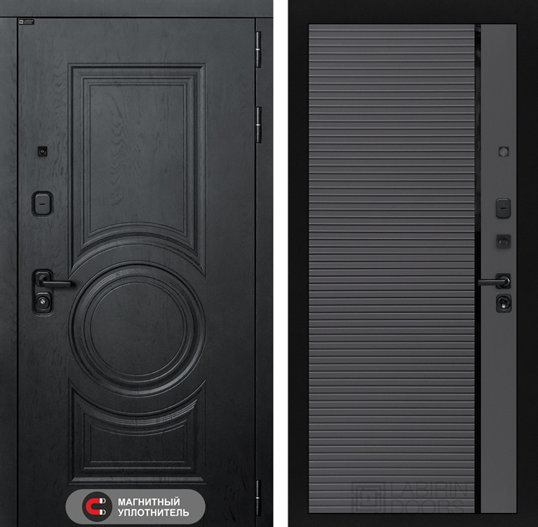 Входная металлическая дверь Лабиринт GRAND 22 - Графит софт, черная вставка 4049546
