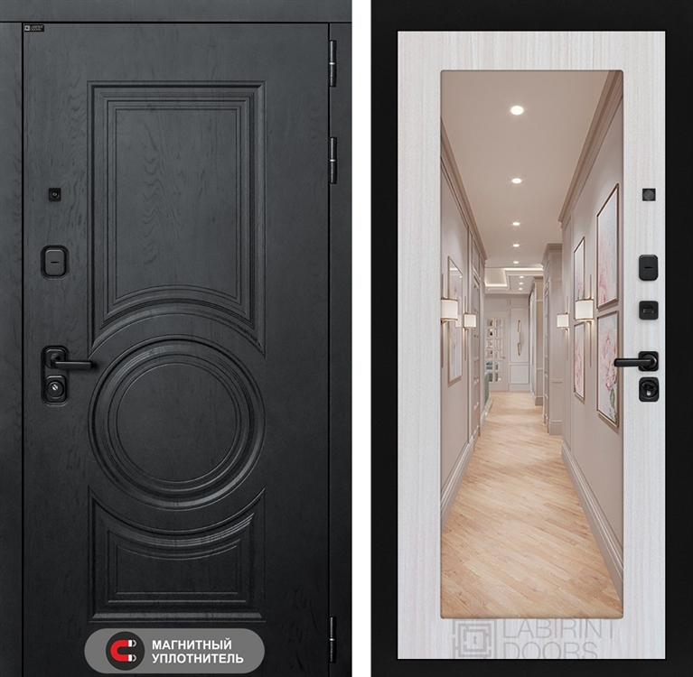 Входная металлическая дверь Лабиринт GRAND с Зеркалом 18 - Сандал белый 4049577