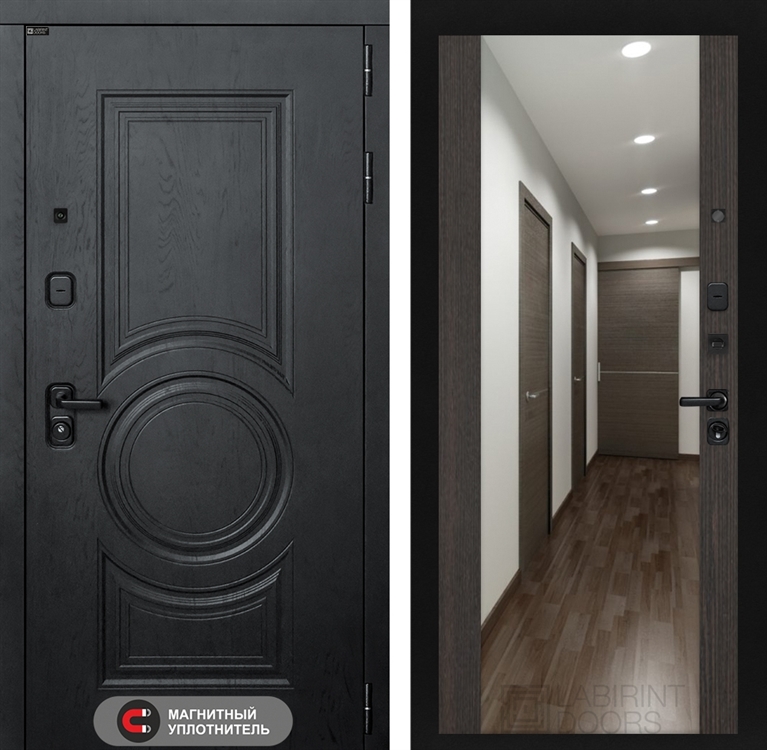 Входная металлическая дверь Лабиринт GRAND с Зеркалом Максимум - Венге 4049587